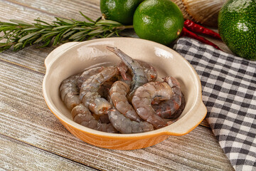 Raw peeled shrimp for cooking