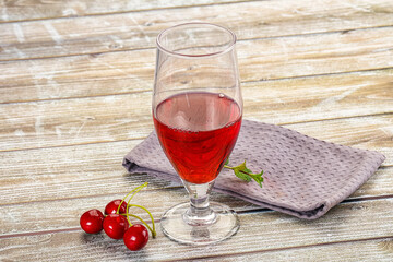 Sweet cherry juice in the glass