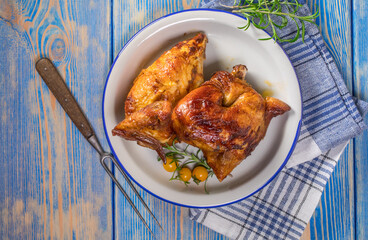 Chicken quarters baked.