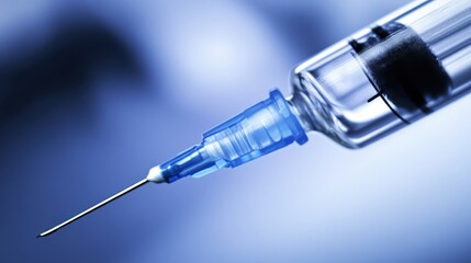Close up view of a syringe with needle ready for injection