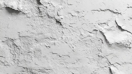 Fototapeta premium A wall with a lot of cracks and holes. The wall is white and has a rough texture