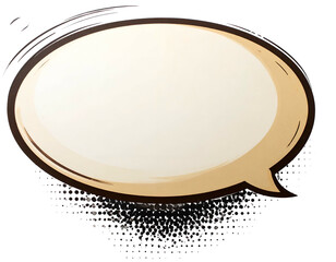 Empty speech bubble with motion lines and halftone dots