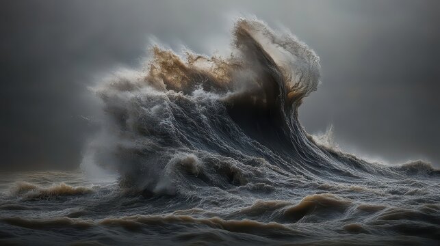 Massive Ocean Wave Crashing in a Stormy Environment - Powered by Adobe