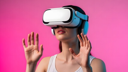 Modern Virtual Reality Experience Featuring Young Woman