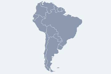 Fototapeta premium Flat Vector Map of South America Continent in Solid Color — Bold Minimal High-Resolution Infographic