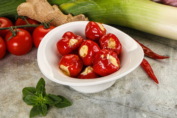 Sweet piquant cherry pepper stuffed cheese