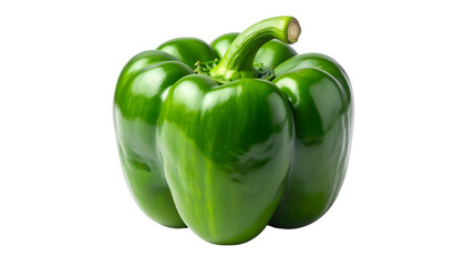 Vivid studio shot of a shiny, perfectly formed green bell pepper against a black backdrop