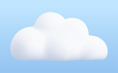 Fototapeta premium Fluffy white cloud icon in 3D render style. Soft, realistic sky element perfect for weather graphics, nature backgrounds, or atmospheric design projects.