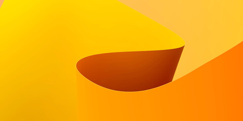 Minimal Abstract 3D Wallpaper Featuring Paper Waves in Vibrant Yellow Red Gradient