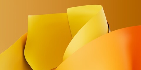 Soft Folded Paper Waves, Abstract Modern 3D Background with Yellow Red Gradient