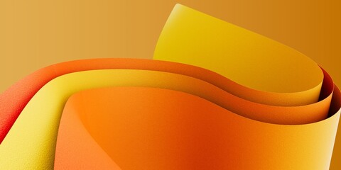 Abstract Minimal Paper Wave Landscape in 3D with Warm Yellow Red Gradient