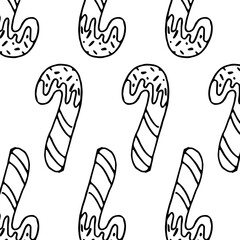 Christmas linear Pattern of Christmas candy cane on white