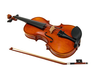 Classic wooden stringed instrument with bow