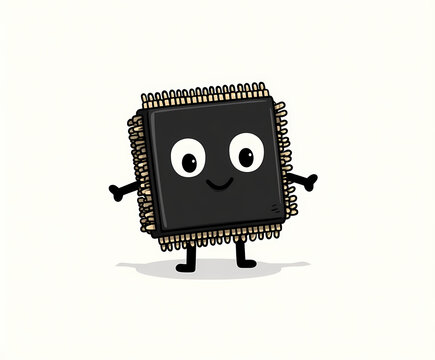 playful smart microchip illustration minimalist technology
