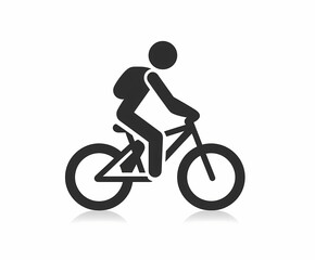 Obraz premium Minimalist person riding bicycle urban lifestyle icon