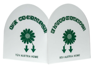 White arches with green flower and arrows