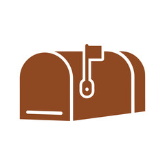 Brown mailbox icon on white background
