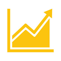 Graph showing upward trend with yellow arrow