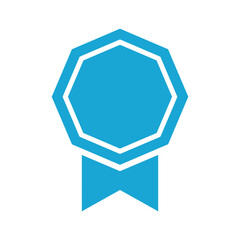 Blue badge icon with ribbon