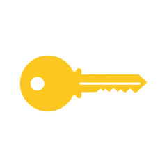 Simple yellow key icon on white background