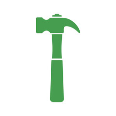 Green hammer icon on white background