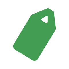 Green tag or label on white background