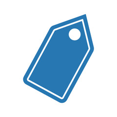 Blue price tag icon on white background