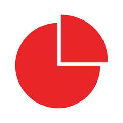 Red pie chart with separated section on white background