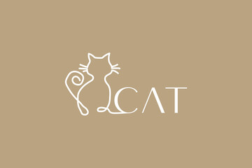 Cats line art logo design vector inspiration.