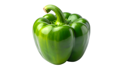 Vibrant, close-up shot of a ripe, green bell pepper, isolated on a black background