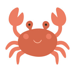 Delightful cartoon crab with a friendly smile, perfect for children's books, beach themed decorations, or educational materials about ocean animals, a charming sea creature