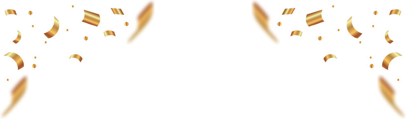 Fototapeta premium Golden Confetti Background Falling shiny golden confetti isolated on transparent background. Bright festive tinsel of gold color.confetti falling festive decoration for birthday party celebration.