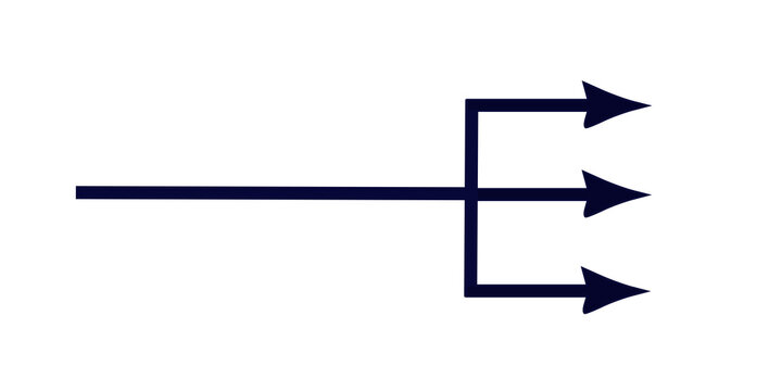 Ic&ocirc;ne avec trois fl&egrave;ches directionnelles &ndash; Symbole de choix multiples sur fond transparent