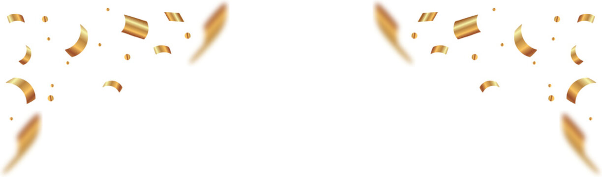 Golden Confetti Background Falling shiny golden confetti isolated on transparent background. Bright festive tinsel of gold color.confetti falling festive decoration for birthday party celebration.