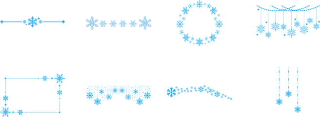 Set Snowflake Border Decoration blue winter border vector illustration with delicate snowflake pattern festive background for seasonal greeting snowflake winter divider Elegant winter holiday headers