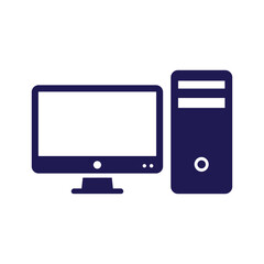 Computer monitor and desktop tower illustration