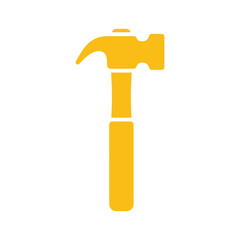Simple yellow hammer icon on white background