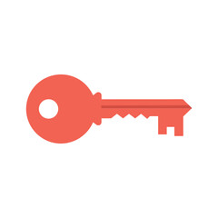 Red key icon on white background