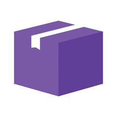 Purple box with white strip and open flap