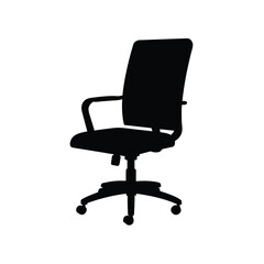 Fototapeta premium Black silhouette of a modern ergonomic office chair with wheels isolated on white background