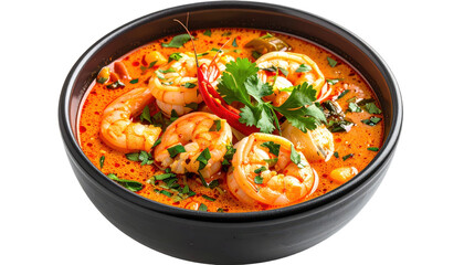 Moqueca Shrimp Stew With Crisp Focus In Black Bowl Isolated Transparent Background