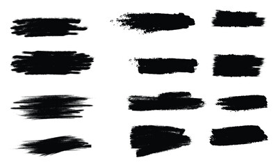 Collection of black brush strokes on white background