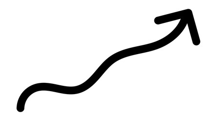 Hand drawn wavy upward arrow