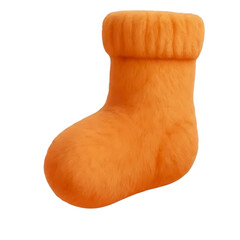 a fluffy orange sock rendered in a soft playful style offering versatility on transparent background