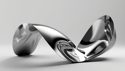 Abstract silver wave shape on gray background
