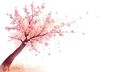 Cherry blossom branches with falling petals
