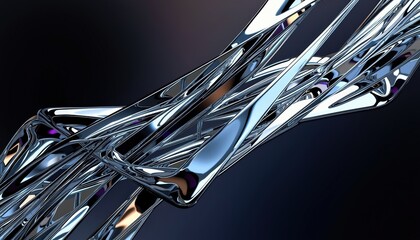 Abstract metallic ribbon with reflective surface
