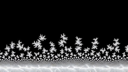 Black and white fractal snowflake pattern with intricate symmetrical branches on gradient background