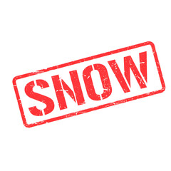 A distressed red stamp displaying the word snow in bold capital letters isolated on transparent background