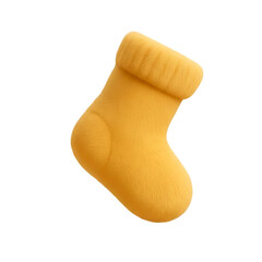 A vibrant fluffy and detailed yellow sock illustration presented in a soft rounded style on transparent background